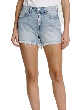 pistola Light Blue High-Rise Frayed Hem Denim Shorts